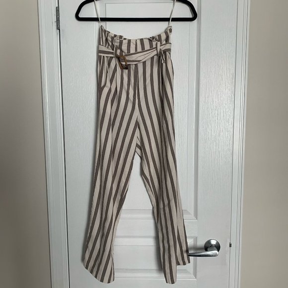 TOPSHOP Vertical Striped Neutral-Toned Trousers - Picture 2 of 5